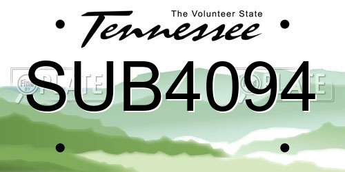 SUB4094 Tennessee License Plate