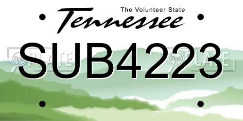 SUB4223 Tennessee License Plate