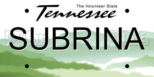 SUBRINA Tennessee License Plate