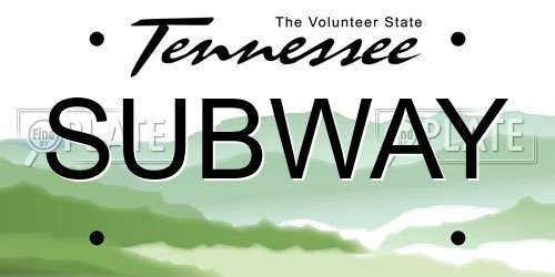 SUBWAY Tennessee License Plate