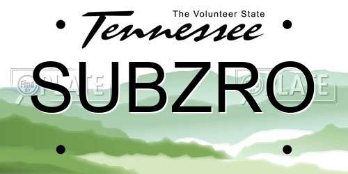 SUBZRO Tennessee License Plate