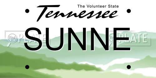 SUNNE Tennessee License Plate