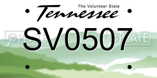 SV0507 Tennessee License Plate