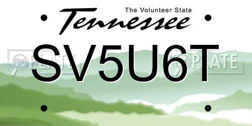 SV5U6T Tennessee License Plate