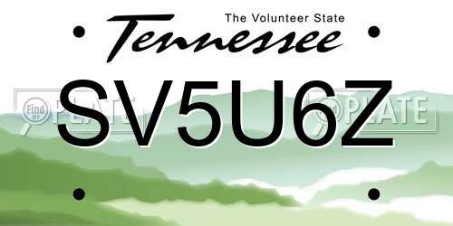 SV5U6Z Tennessee License Plate