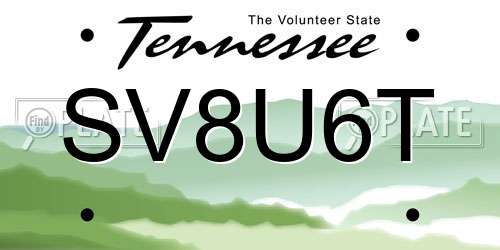 SV8U6T Tennessee License Plate