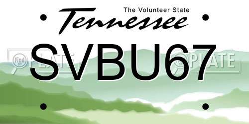 SVBU67 Tennessee License Plate