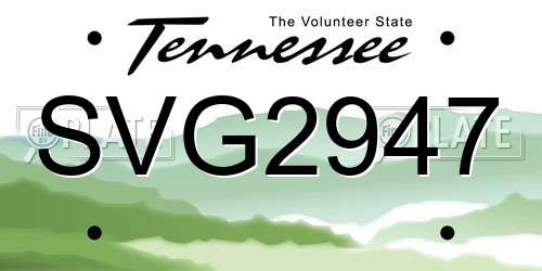 SVG2947 Tennessee License Plate