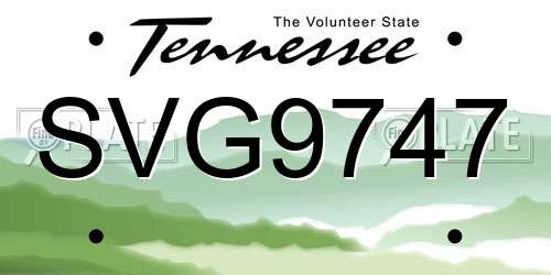 SVG9747 Tennessee License Plate