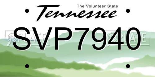 SVP7940 Tennessee License Plate