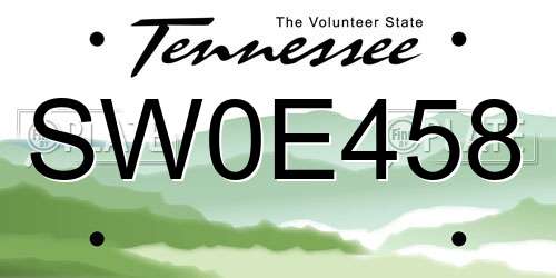 SW0E458 Tennessee License Plate