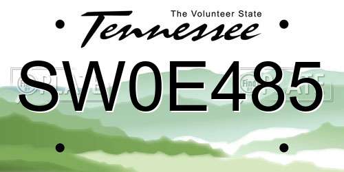 SW0E485 Tennessee License Plate