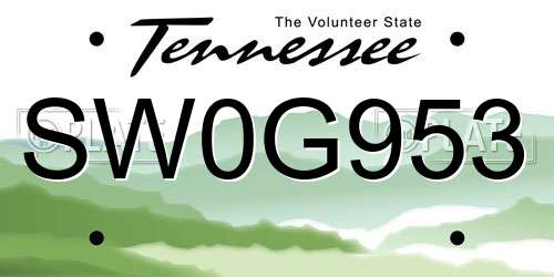 SW0G953 Tennessee License Plate