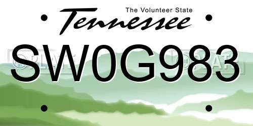 SW0G983 Tennessee License Plate
