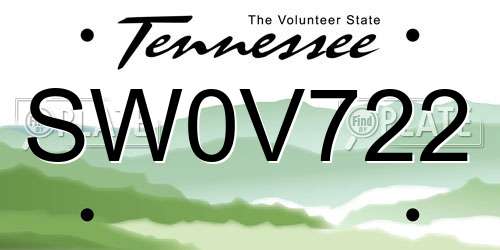 SW0V722 Tennessee License Plate