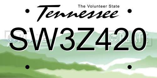 SW3Z420 Tennessee License Plate