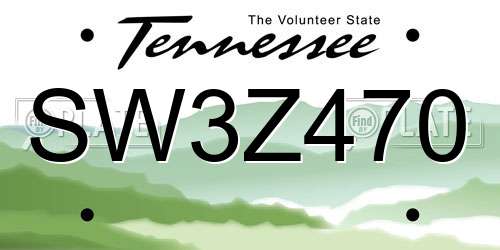 SW3Z470 Tennessee License Plate