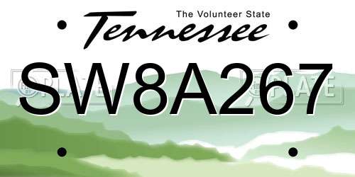 SW8A267 Tennessee License Plate