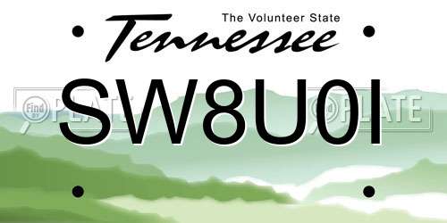 SW8U0I Tennessee License Plate