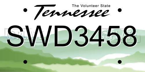 SWD3458 Tennessee License Plate