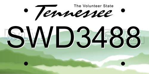 SWD3488 Tennessee License Plate