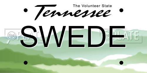 SWEDE Tennessee License Plate