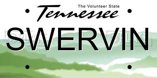 SWERVIN Tennessee License Plate