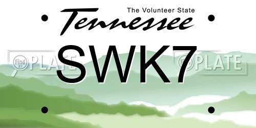 SWK7 Tennessee License Plate