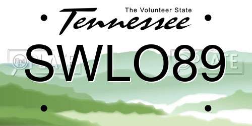 SWLO89 Tennessee License Plate