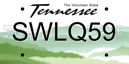 SWLQ59 Tennessee License Plate