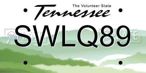 SWLQ89 Tennessee License Plate