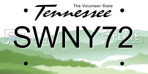 SWNY72 Tennessee License Plate