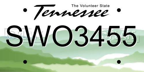 SWO3455 Tennessee License Plate