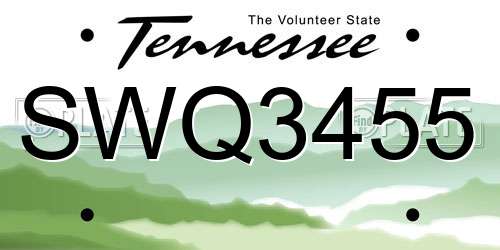 SWQ3455 Tennessee License Plate
