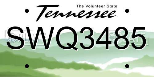 SWQ3485 Tennessee License Plate