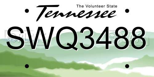 SWQ3488 Tennessee License Plate