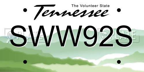 SWW92S Tennessee License Plate