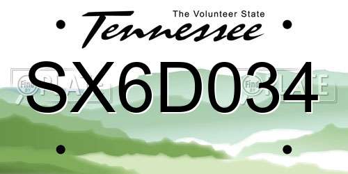 SX6D034 Tennessee License Plate