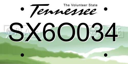 SX6O034 Tennessee License Plate