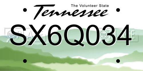 SX6Q034 Tennessee License Plate