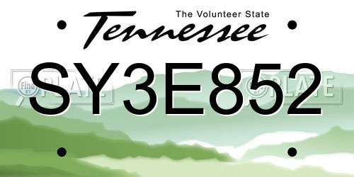 SY3E852 Tennessee License Plate