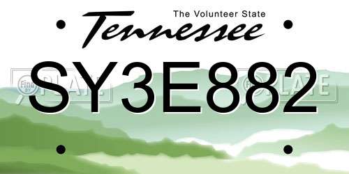 SY3E882 Tennessee License Plate