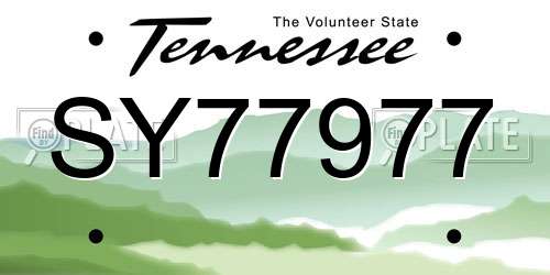 SY77977 Tennessee License Plate