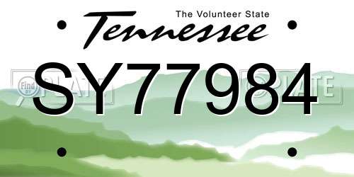 SY77984 Tennessee License Plate