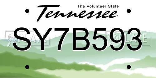 SY7B593 Tennessee License Plate