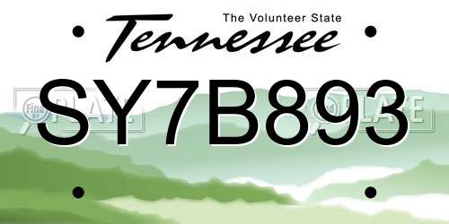 SY7B893 Tennessee License Plate