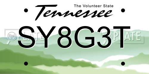 SY8G3T Tennessee License Plate