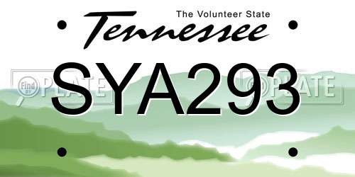 SYA293 Tennessee License Plate