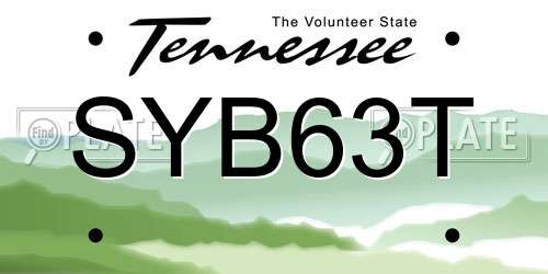 SYB63T Tennessee License Plate