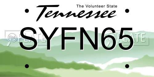 SYFN65 Tennessee License Plate